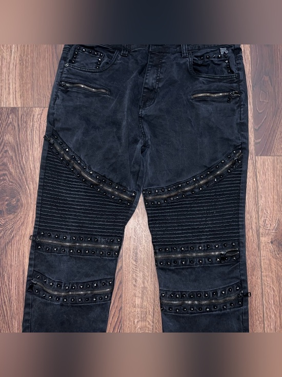 Grindhouse denim Other - Grindhouse Denim Men's Black Slim Straight Moto Jeans with Stud & Ribbed Panels